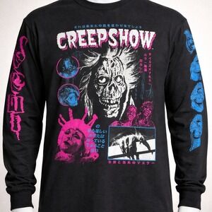 Creepshow Long Sleeve Graphic Tee Black Neon Japanese Horror Movie Shirt Mens M